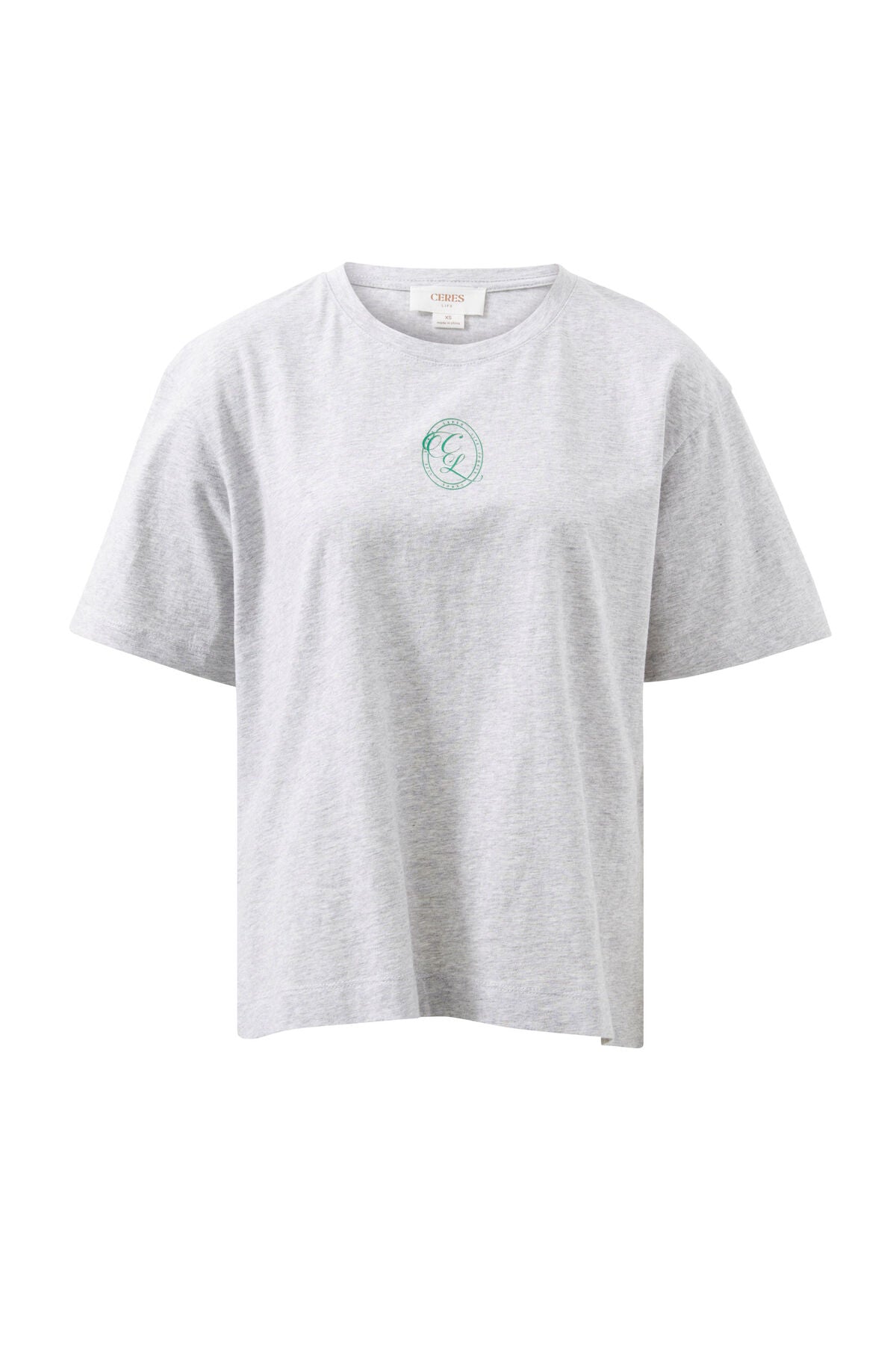 Ceres Stevie Slouchy Tee - cloud marle/cl crest print