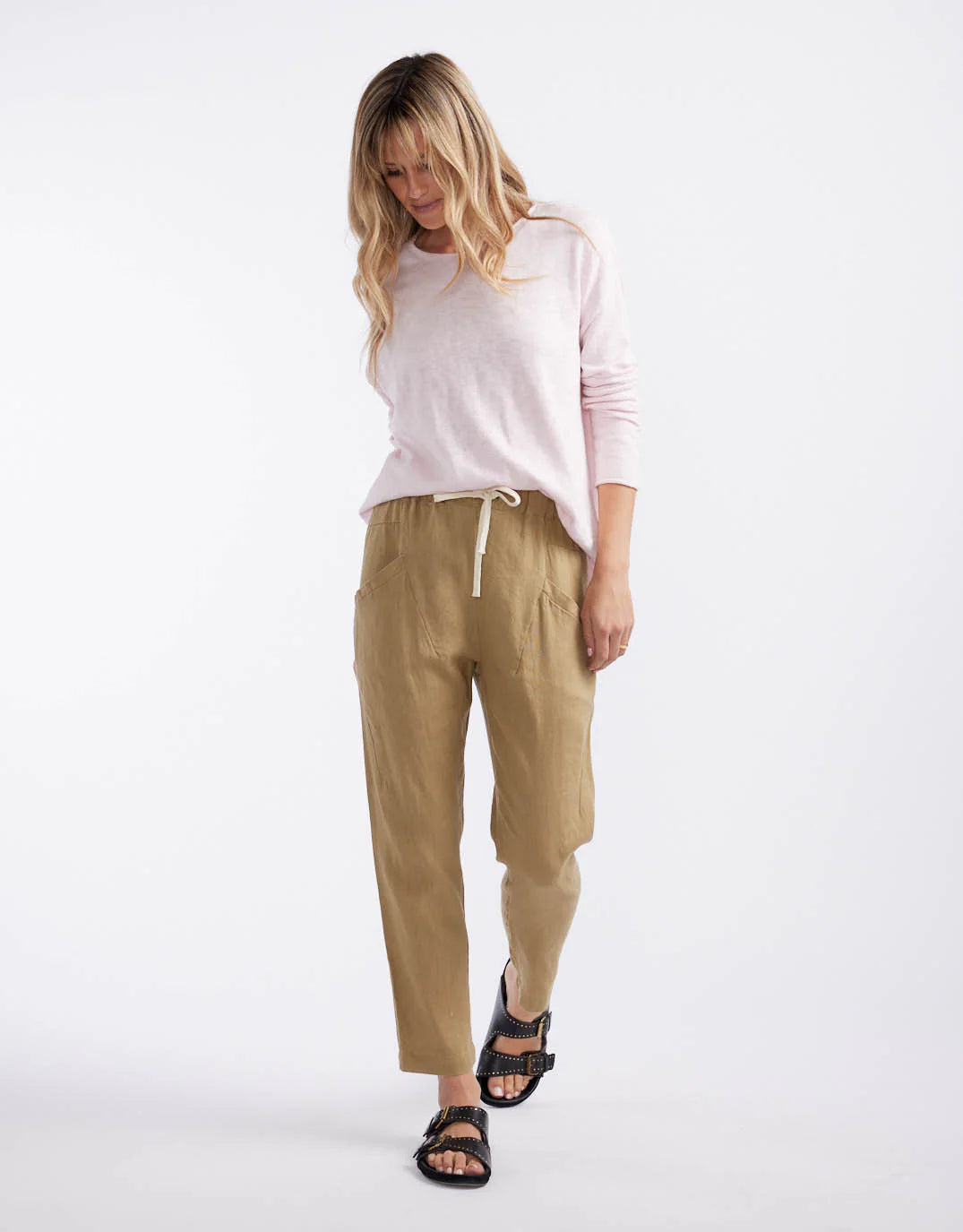 Little Lies Luxe Linen Pants - walnut