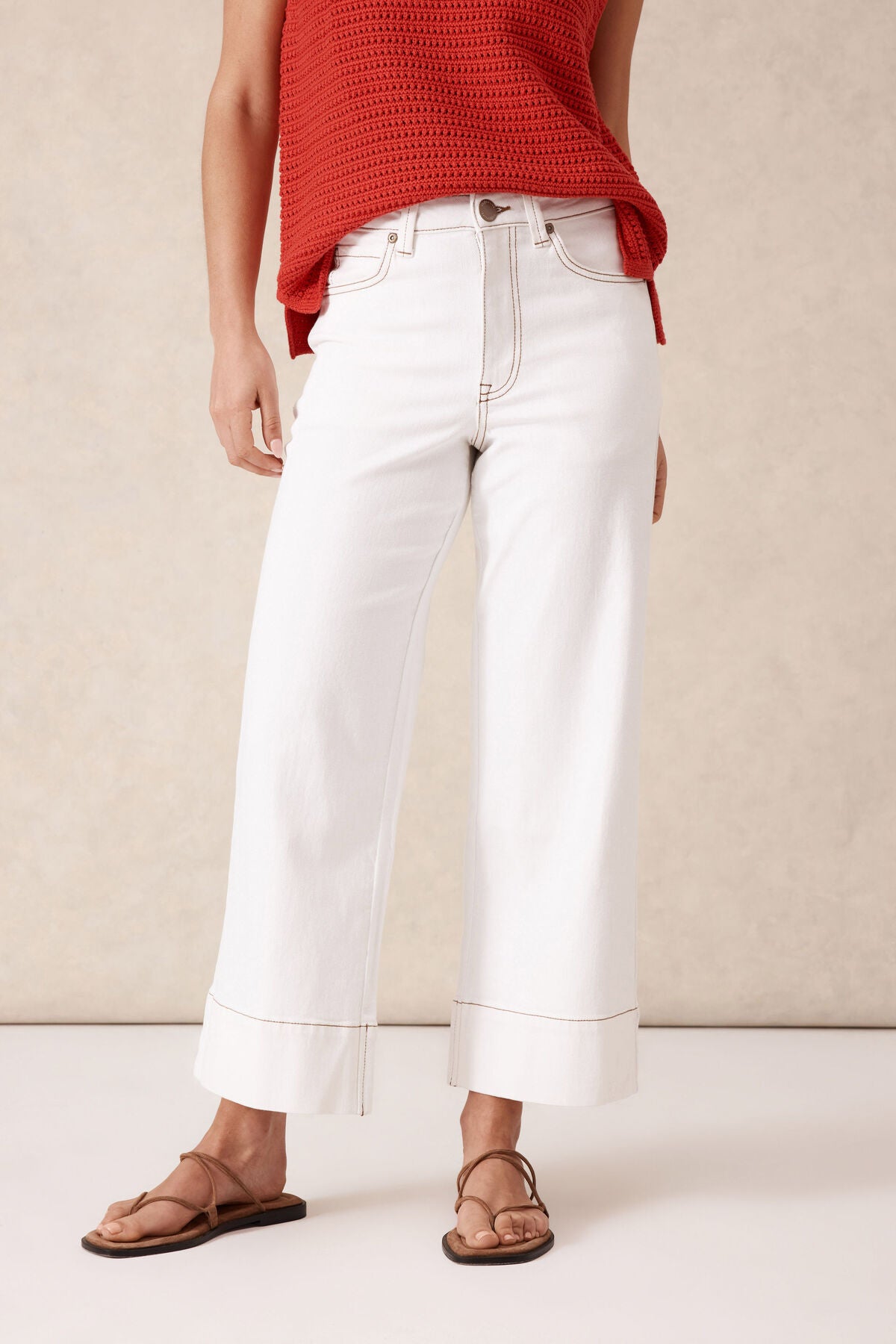 Ceres Life Wide Leg Crop Jean - fresh ecru
