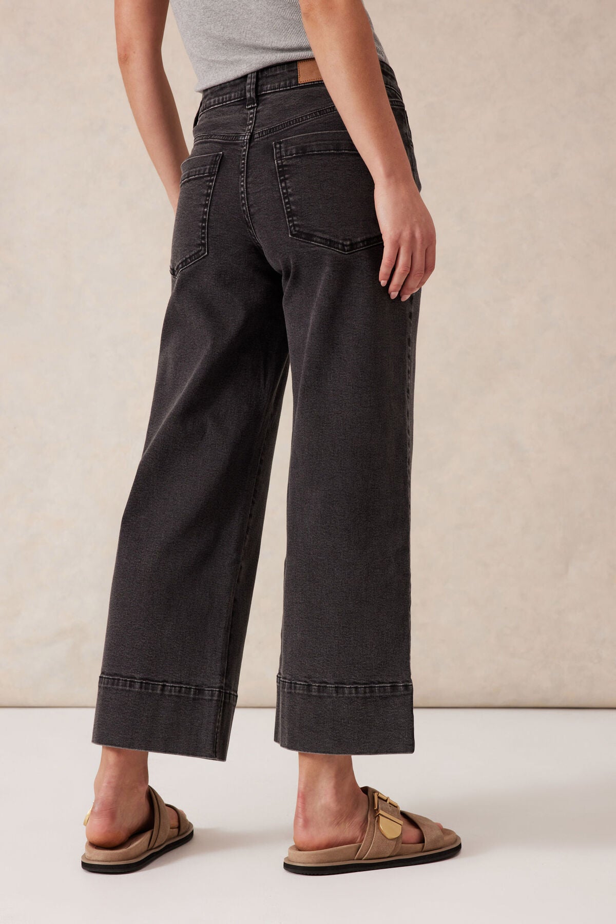 Ceres Life Wide Leg Crop Jean - washed black