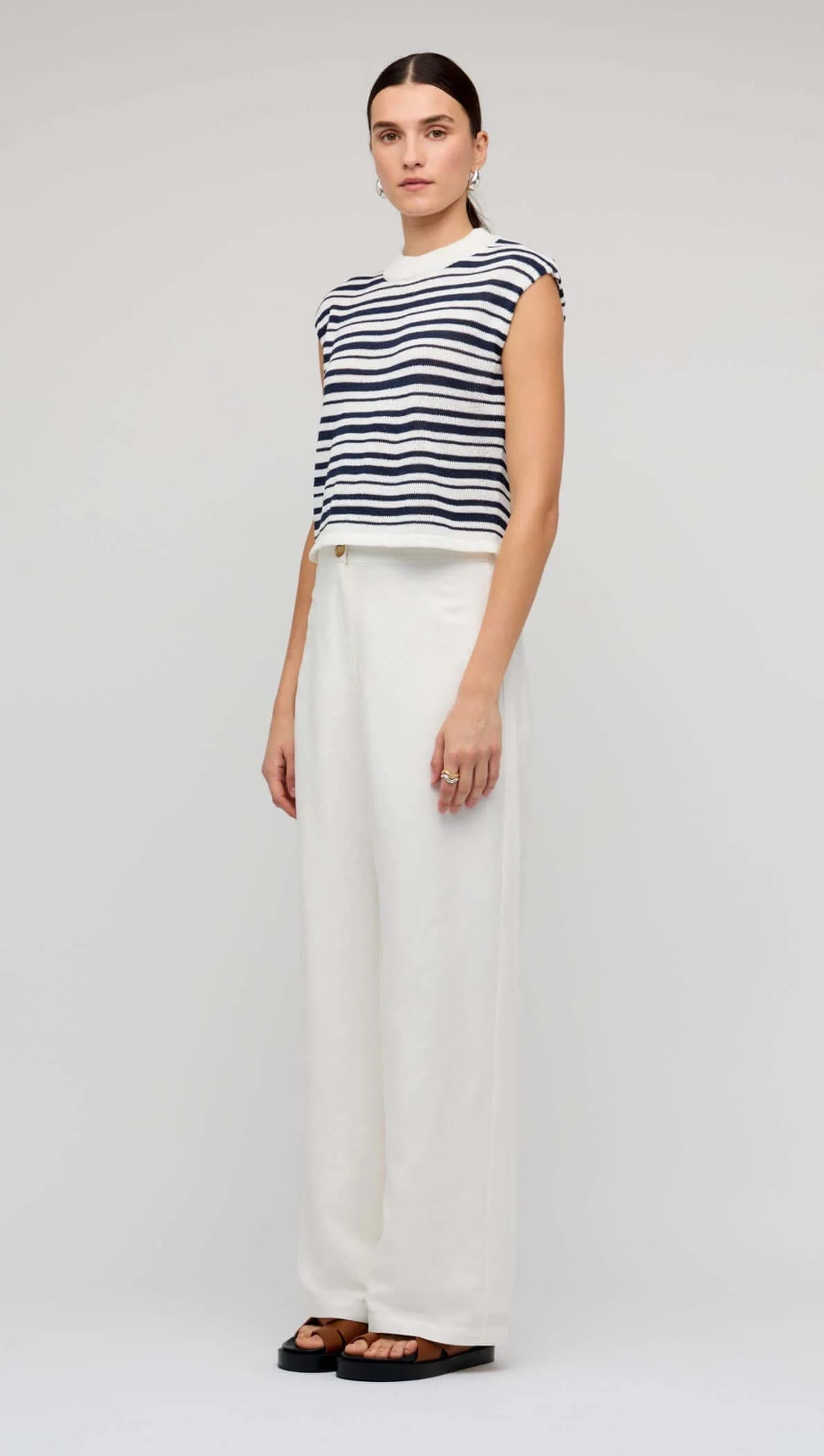 Staple the Label Palmer Knit Top - navy & white stripe