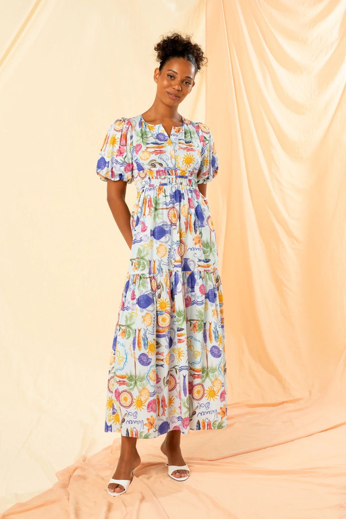 KACHEL Roma Shirred Waist Maxi Dress