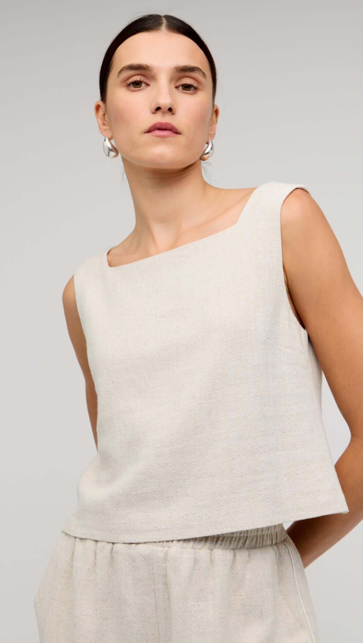 Staple the Label Senna V Back Top - natural marle