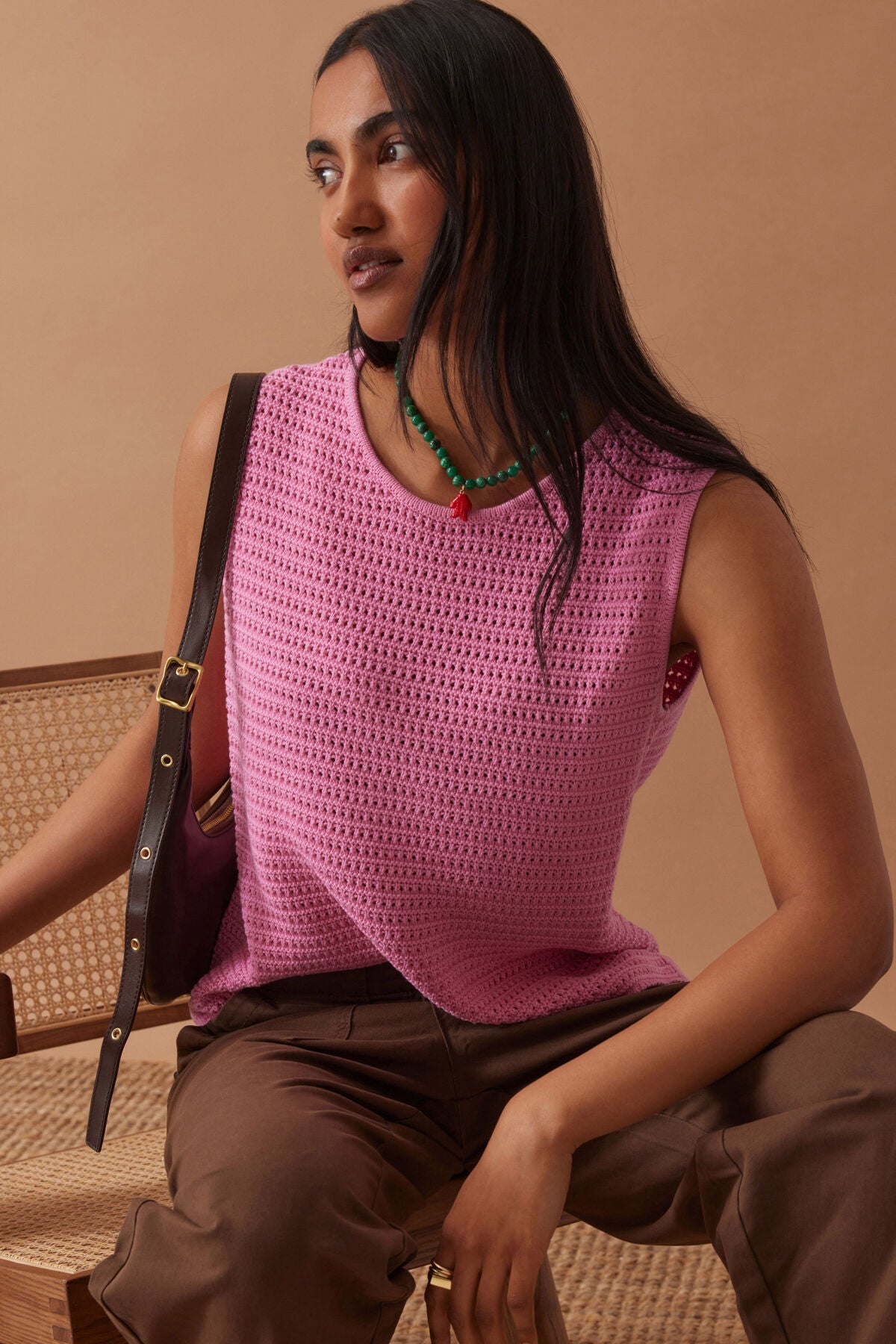 Ceres Margo Mesh Knit Tank - hibiscus pink