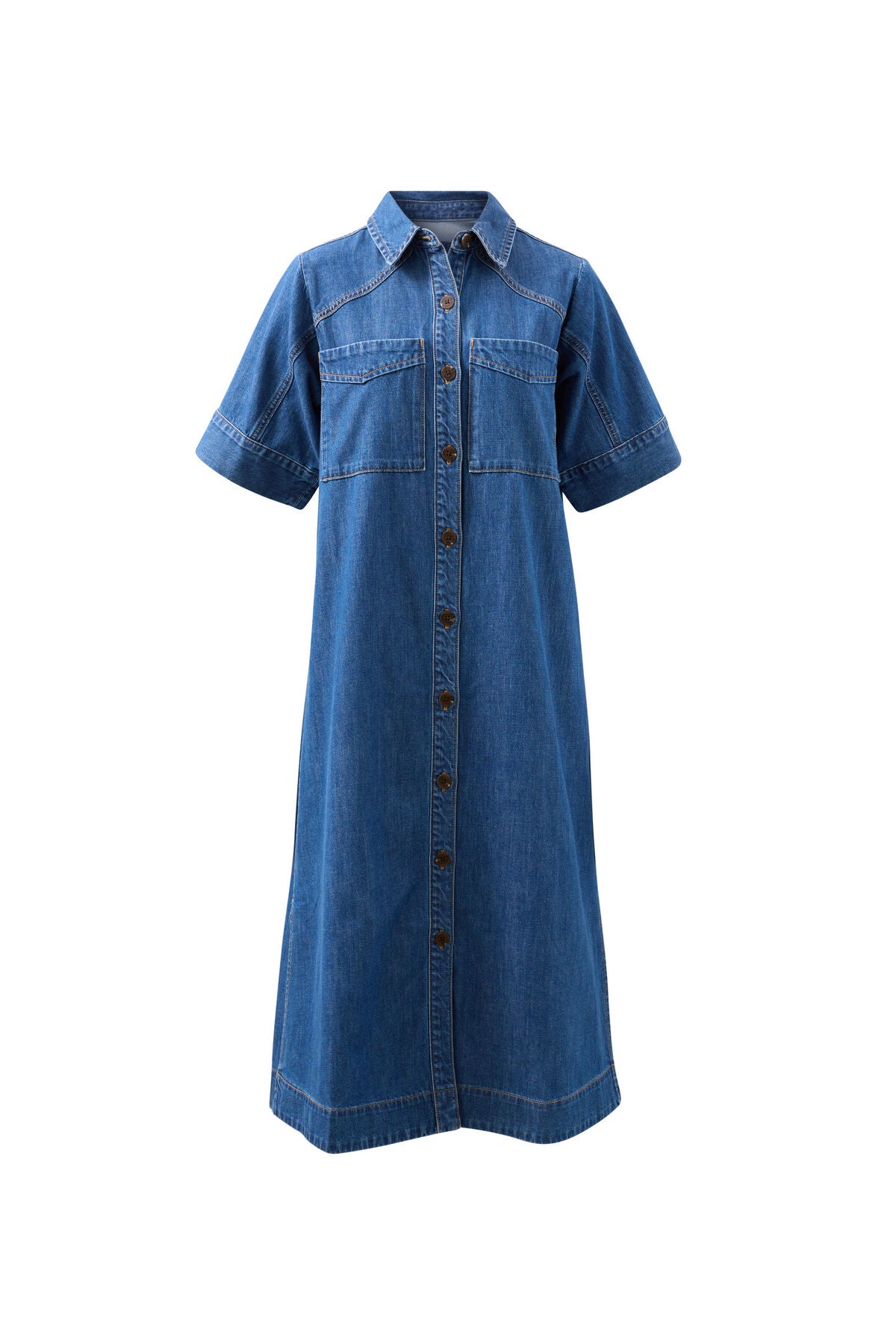 Ceres Ava Short Sleeve Midi Dress - vintage blue