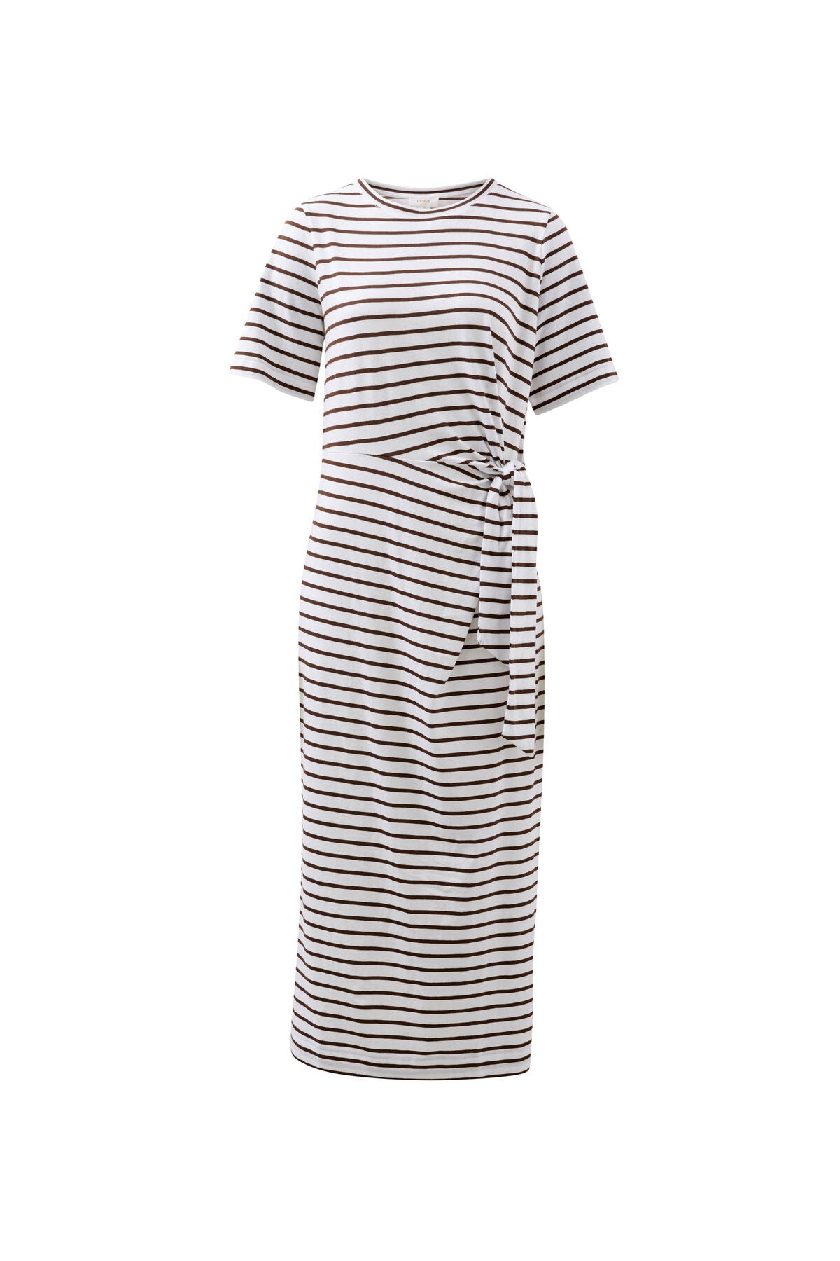 Ceres Allora  Tie Midi Dress - chocolate stripe