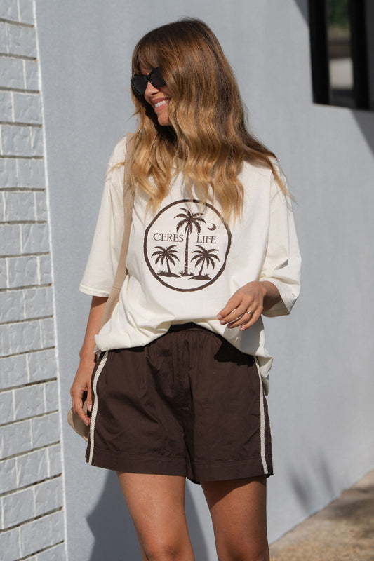 Ceres Liv Oversized Tee - shell/island palms