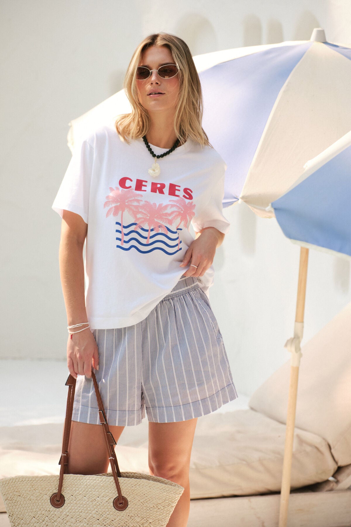 Ceres Stevie Slouchy Tee - white ceres/retro palms