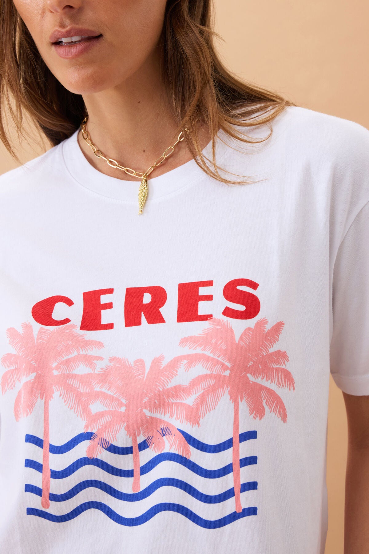 Ceres Stevie Slouchy Tee - white ceres/retro palms