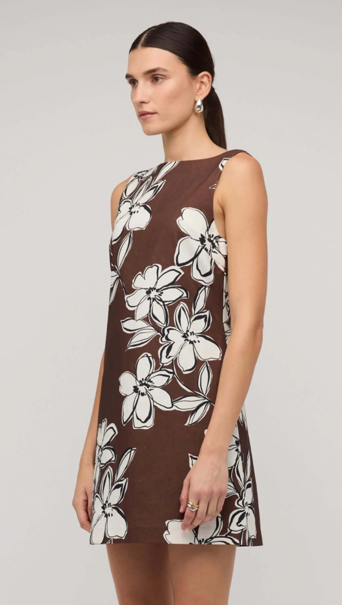 Staple the Label Elara Mini Dress - chocolate & white floral