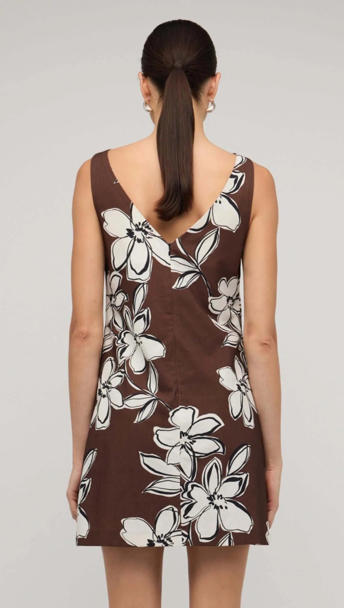Staple the Label Elara Mini Dress - chocolate & white floral