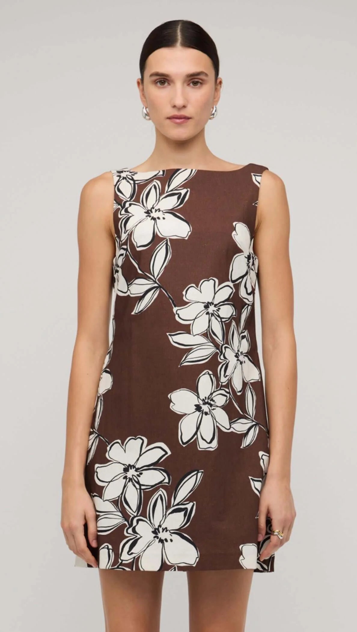 Staple the Label Elara Mini Dress - chocolate & white floral