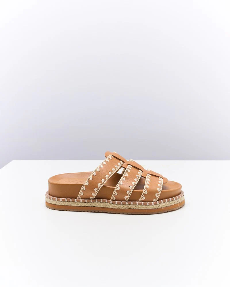 Walnut Ivy Leather Slide - coconut tan