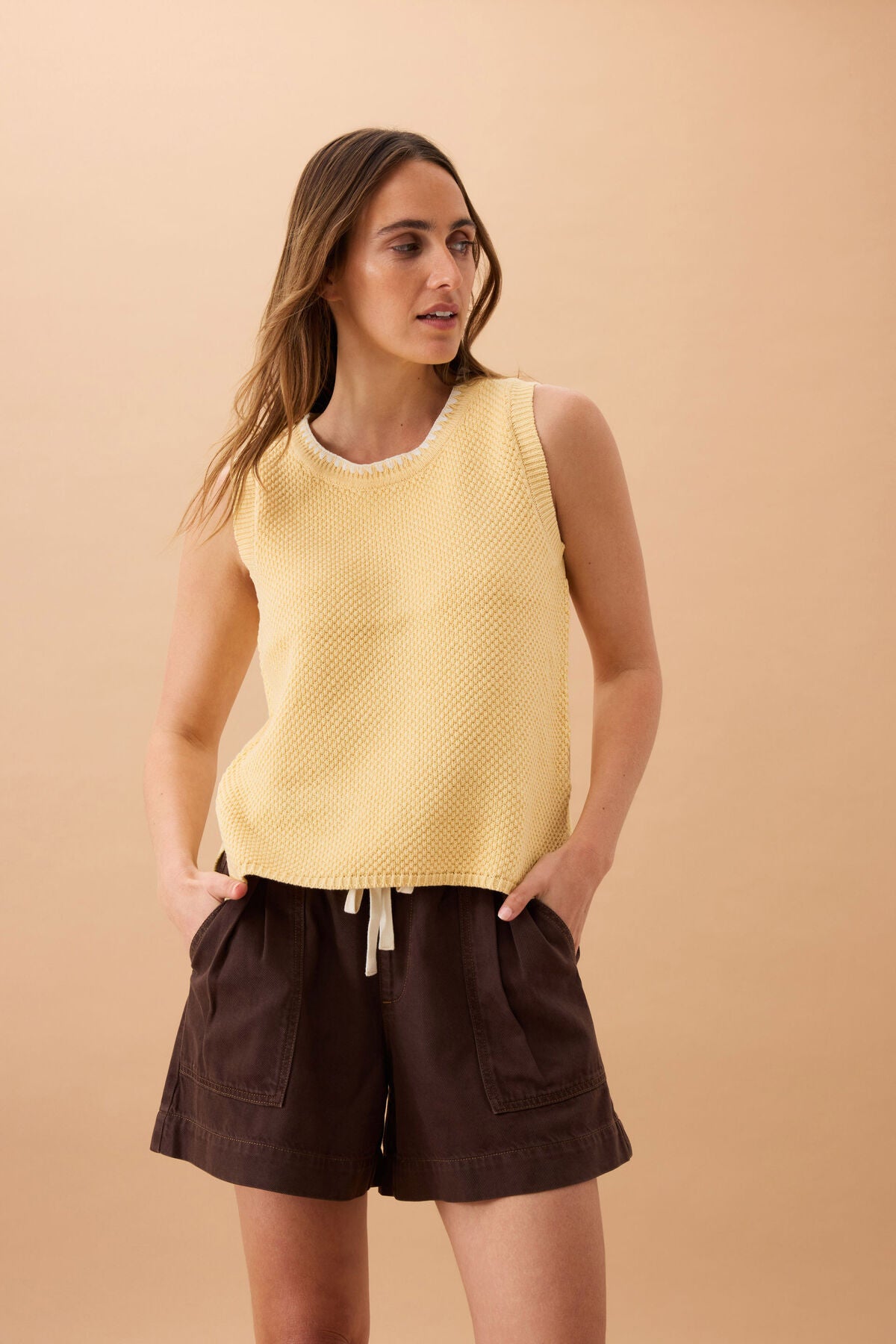 Ceres April Knit Tank - sunny yellow