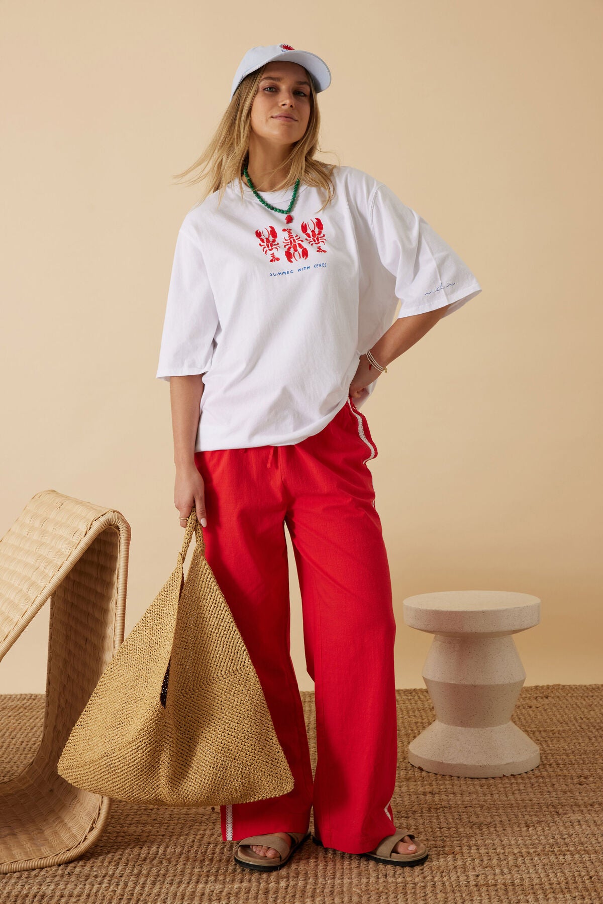 Ceres Liv Oversized Tee - white/summer lobsters