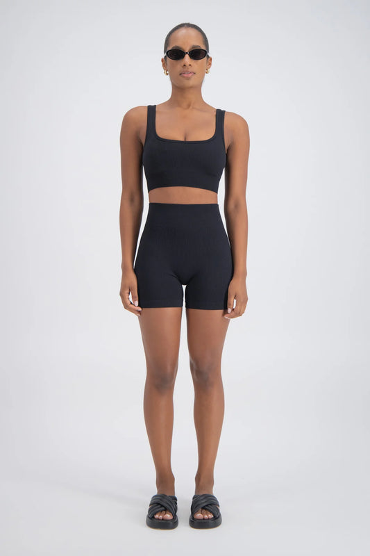 Jasmine Alexa Palermo Seamless Rib Knit Crop Top Black