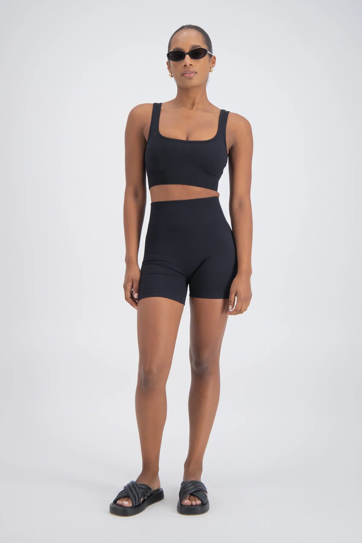 Jasmine Alexa Palermo Seamless Rib Knit Crop Top Black