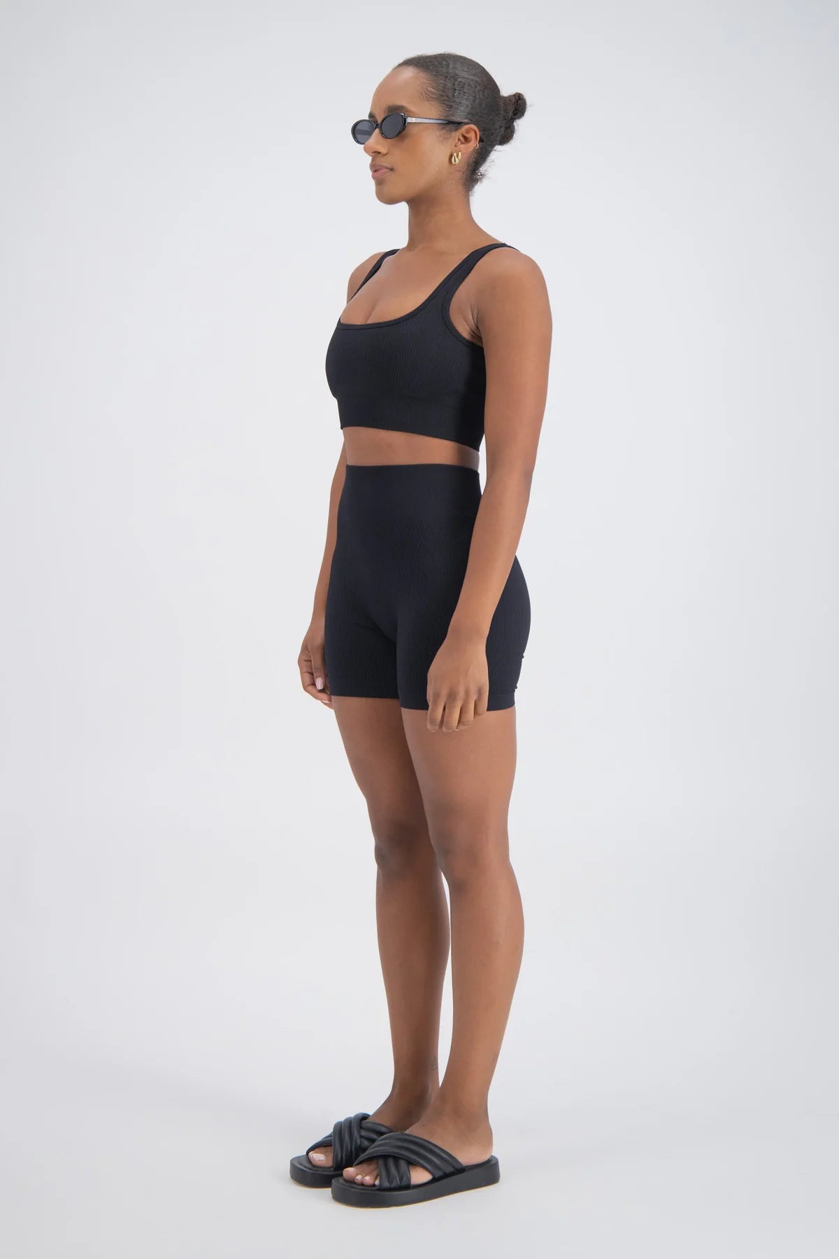 Jasmine Alexa Palermo Seamless Rib Knit Crop Top Black