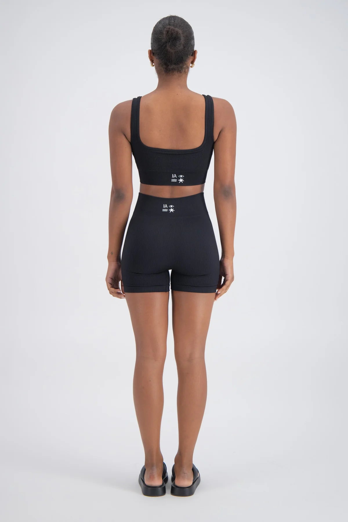 Jasmine Alexa Palermo Seamless Rib Knit Shorts Black