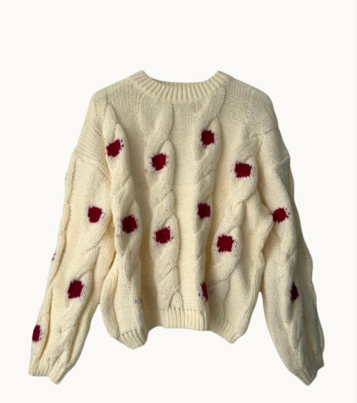 Little Lies Spot Cable Jumper - cream