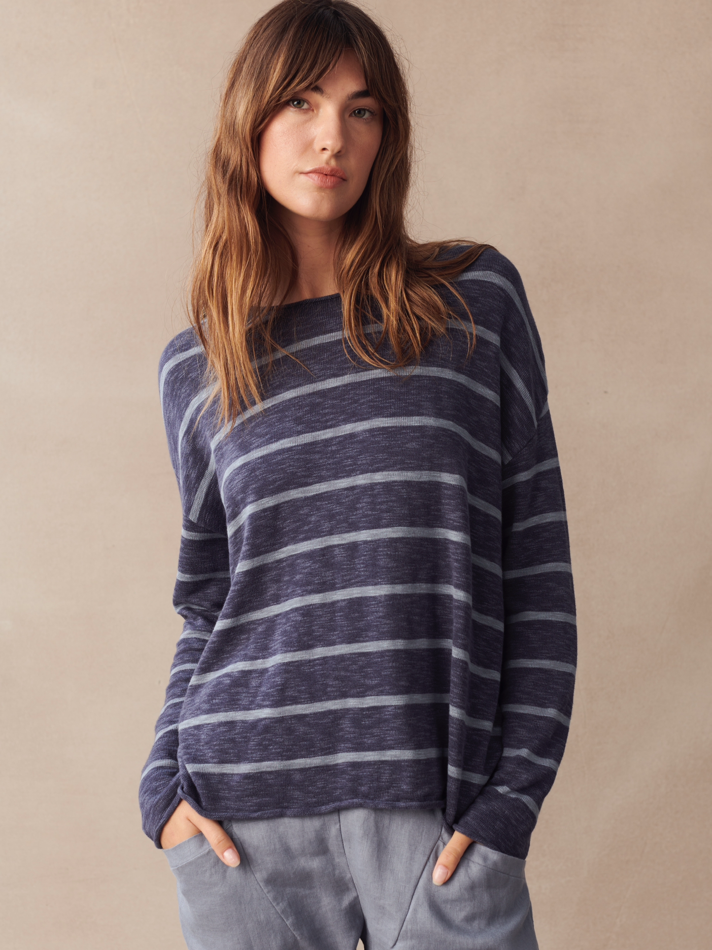 Little Lies Minnie Top - Ink/Grey Stripe