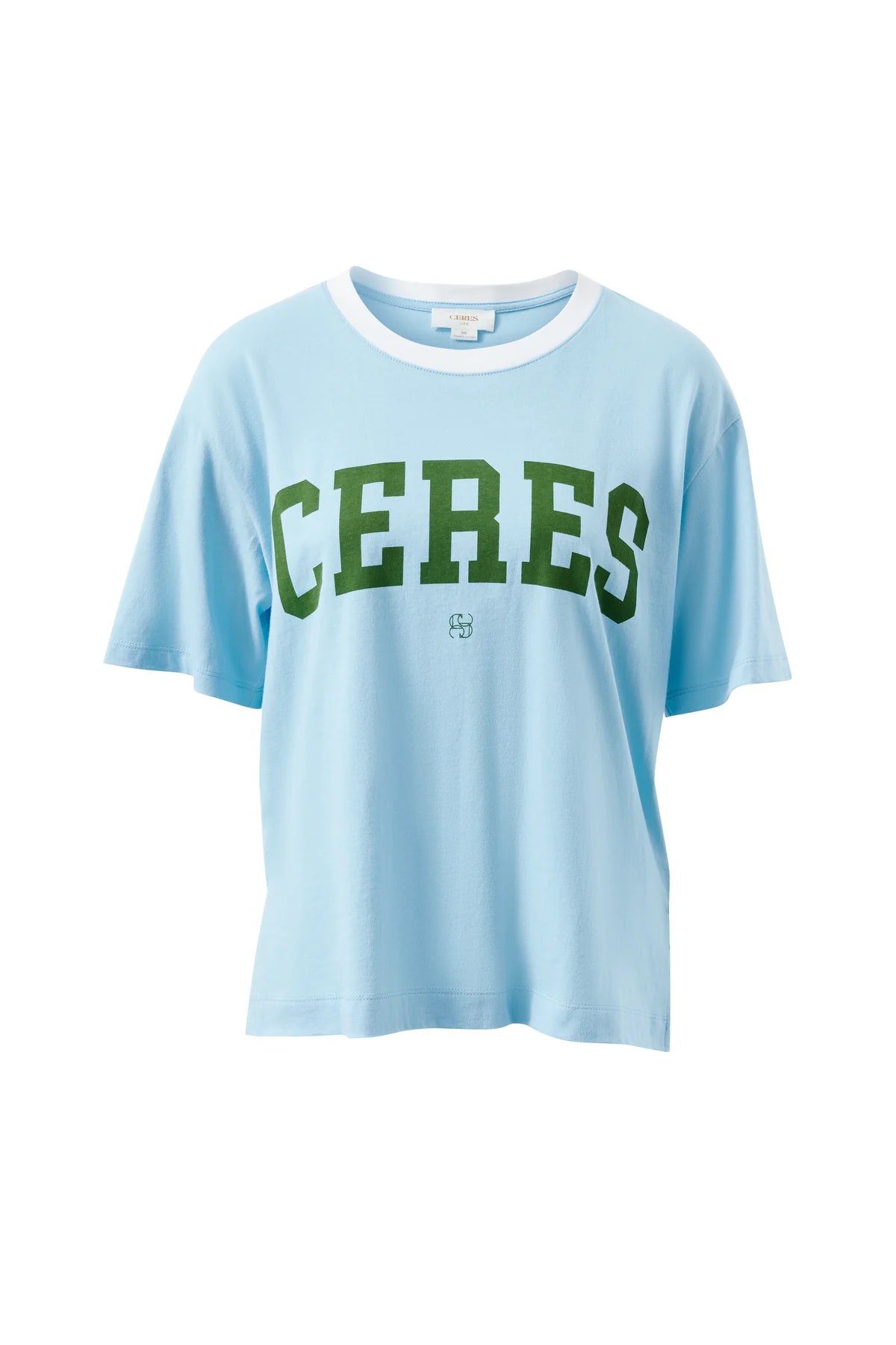 Ceres Stevie Slouchy Tee - fresh blue/basil varsity