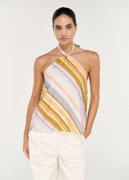 Staple the Label Veda Halter Top in Pastel Stripe