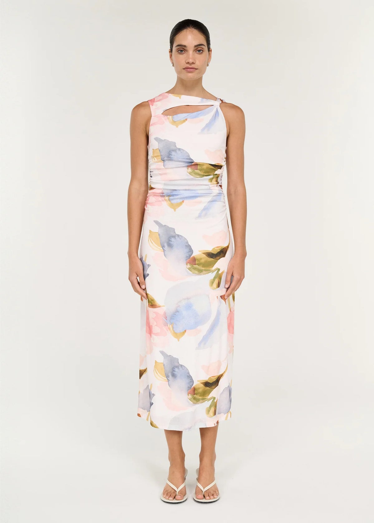 Staple the Label Pastel Watercolour Floral Sleeveless Mesh Midi Dress