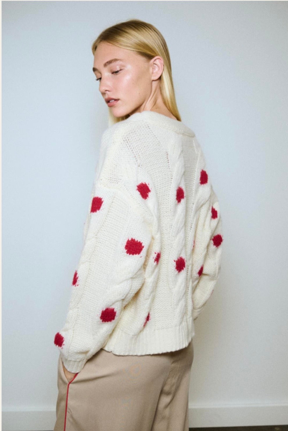 Little Lies Spot Cable Jumper - cream