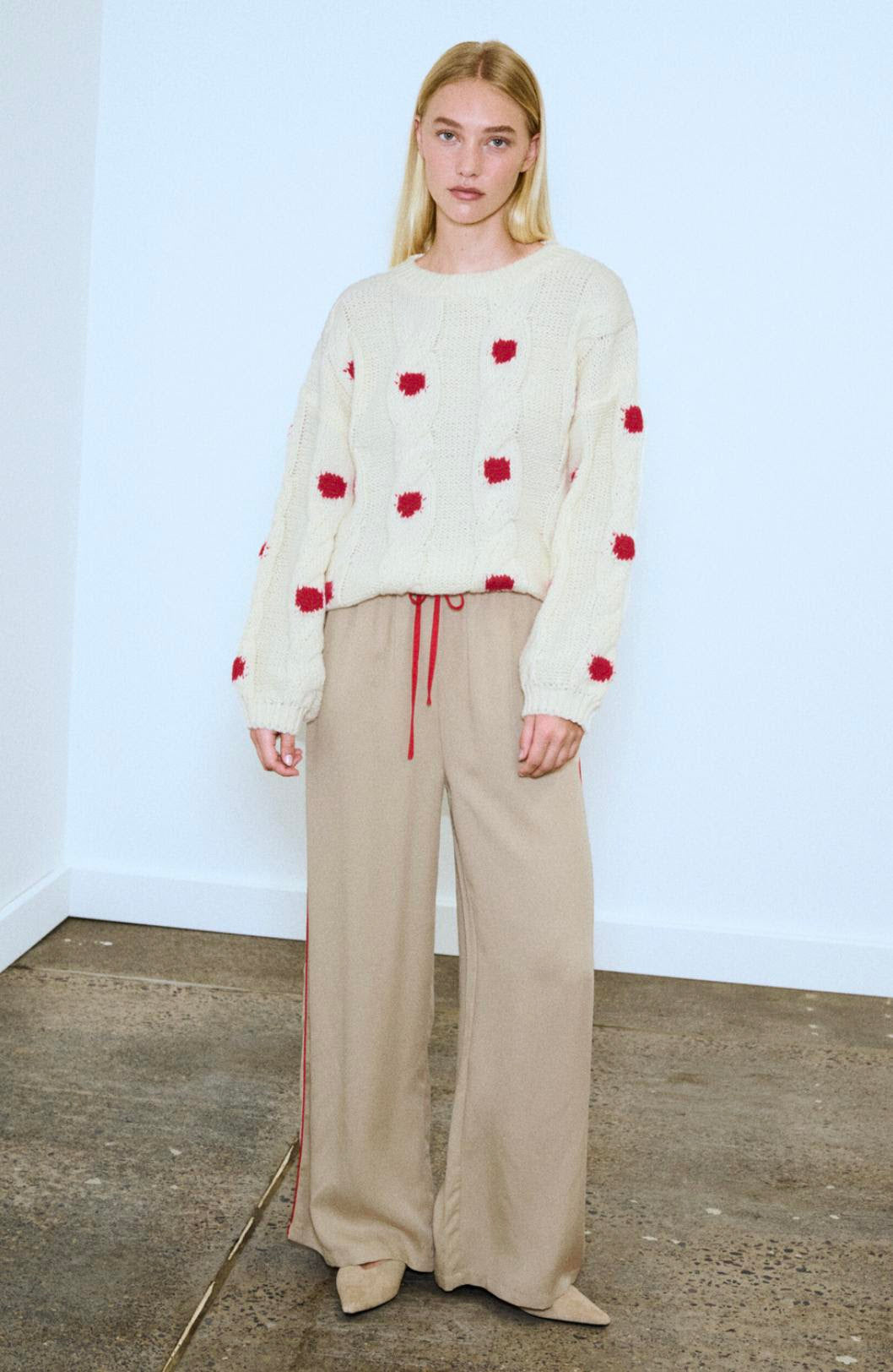 Little Lies Spot Cable Jumper - cream