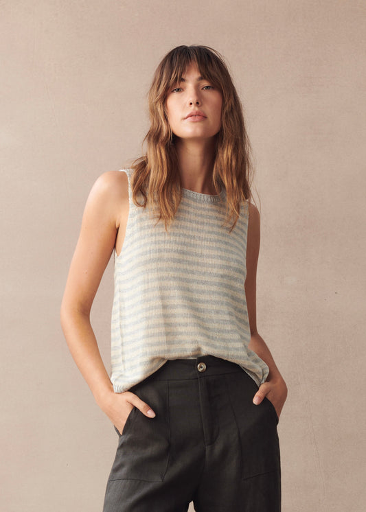 Little Lies Isa Tank - Grey/Natural Stripe