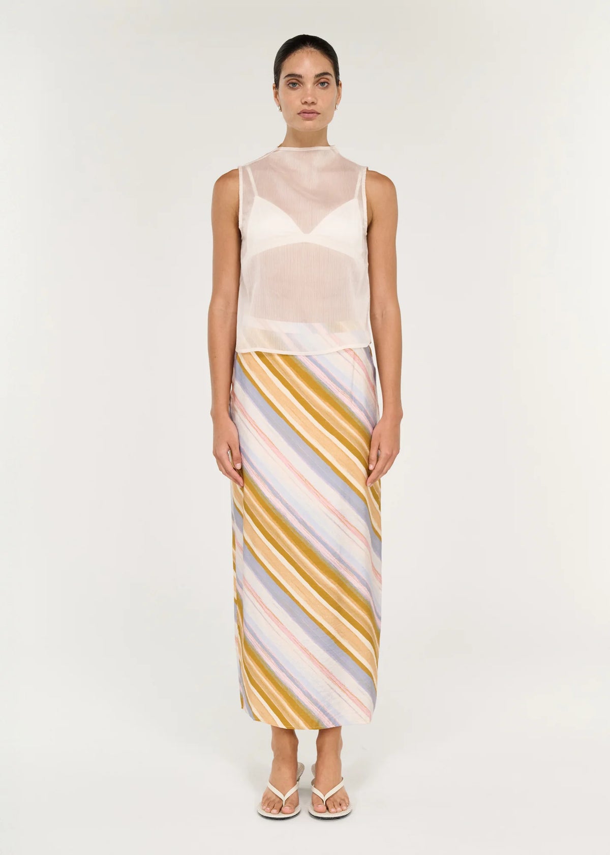 Staple the Label Veda Midi Skirt in Pastel Stripe