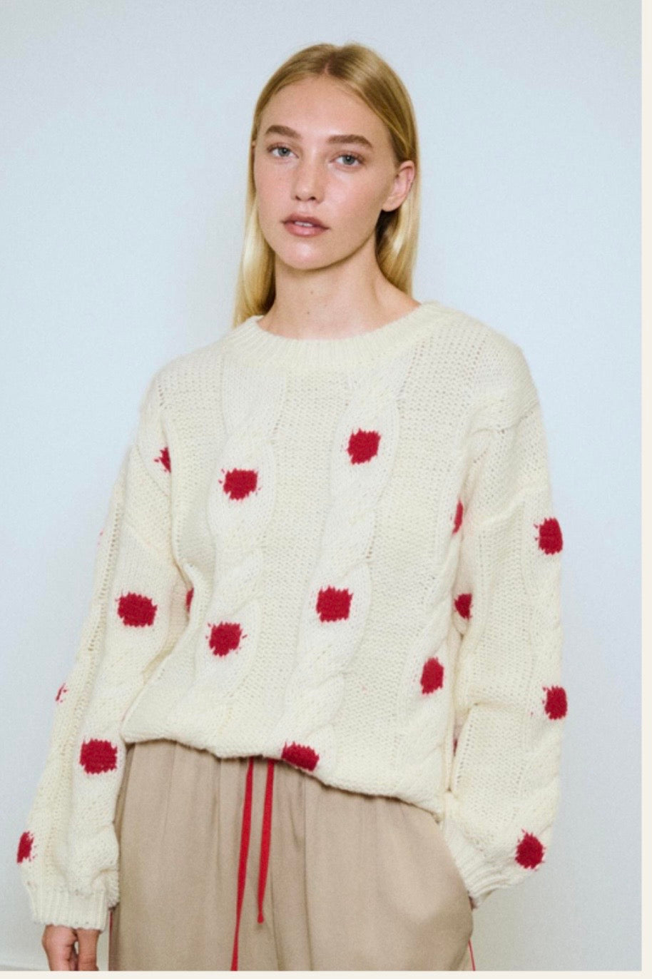 Little Lies Spot Cable Jumper - cream