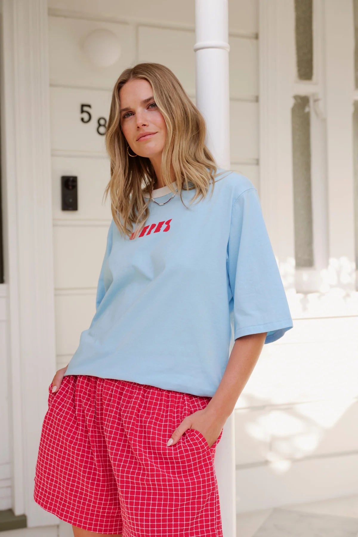 Ceres Luna Oversized Tee - fresh blue Ceres heritage red