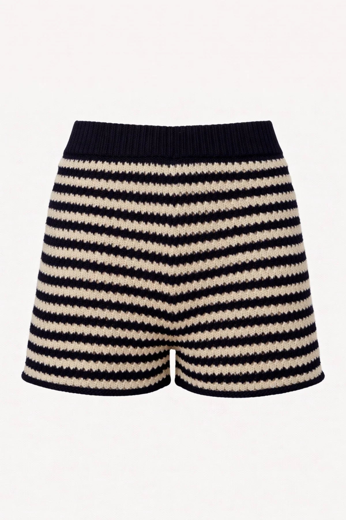 LILYA Charm Stripe Knit Shorts - navy and sand