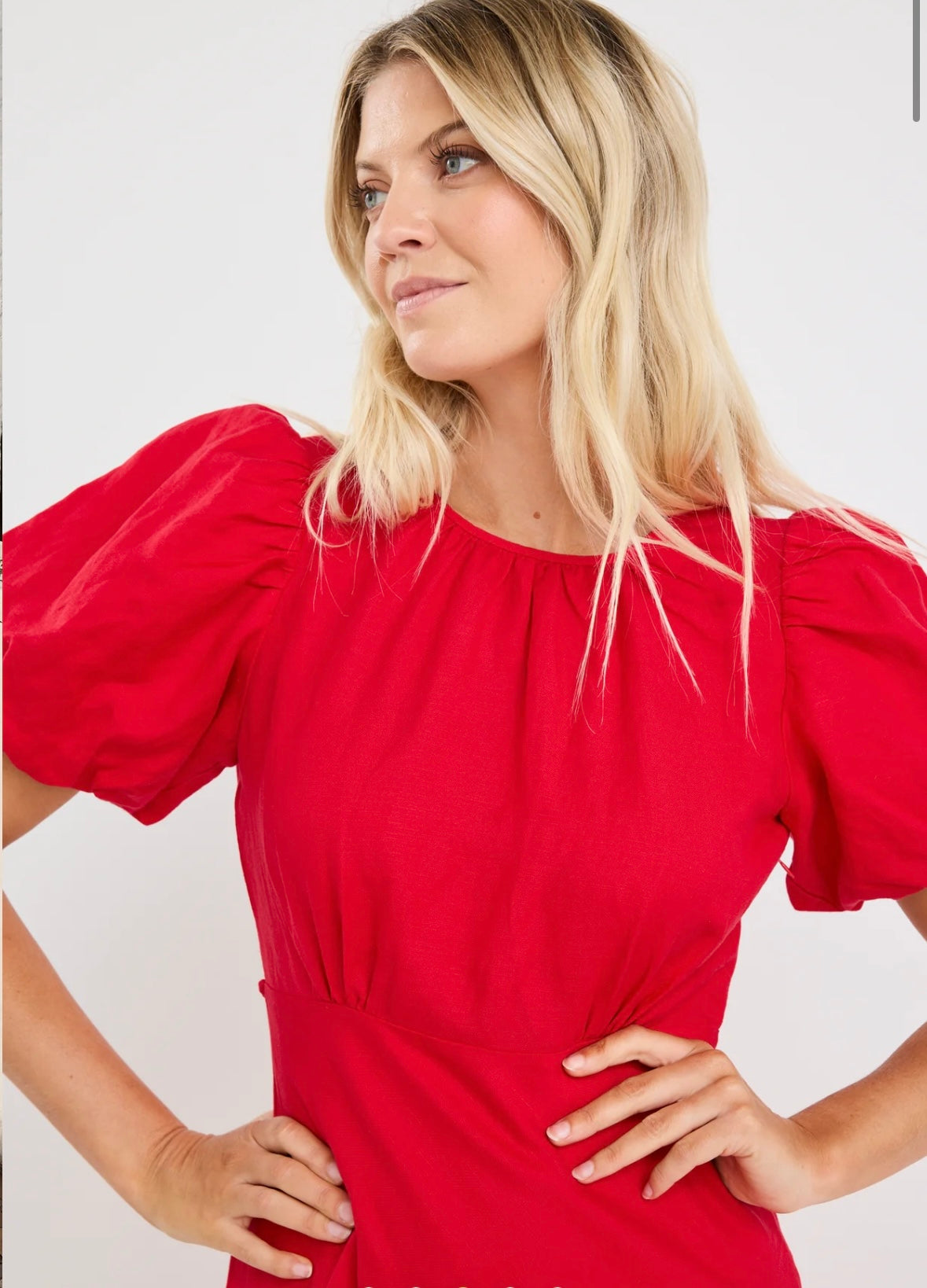 stories be told - Stage Puff Sleeve Floaty Maxi Dress - cherry