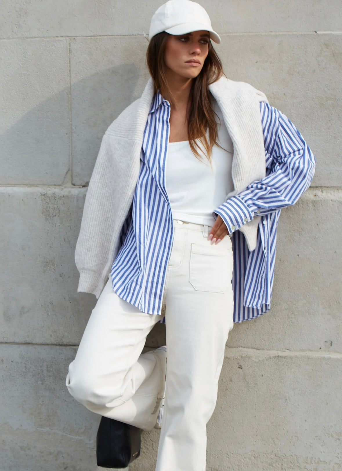 Among the Brave Zoey High Rise Wide Leg Jean - ecru