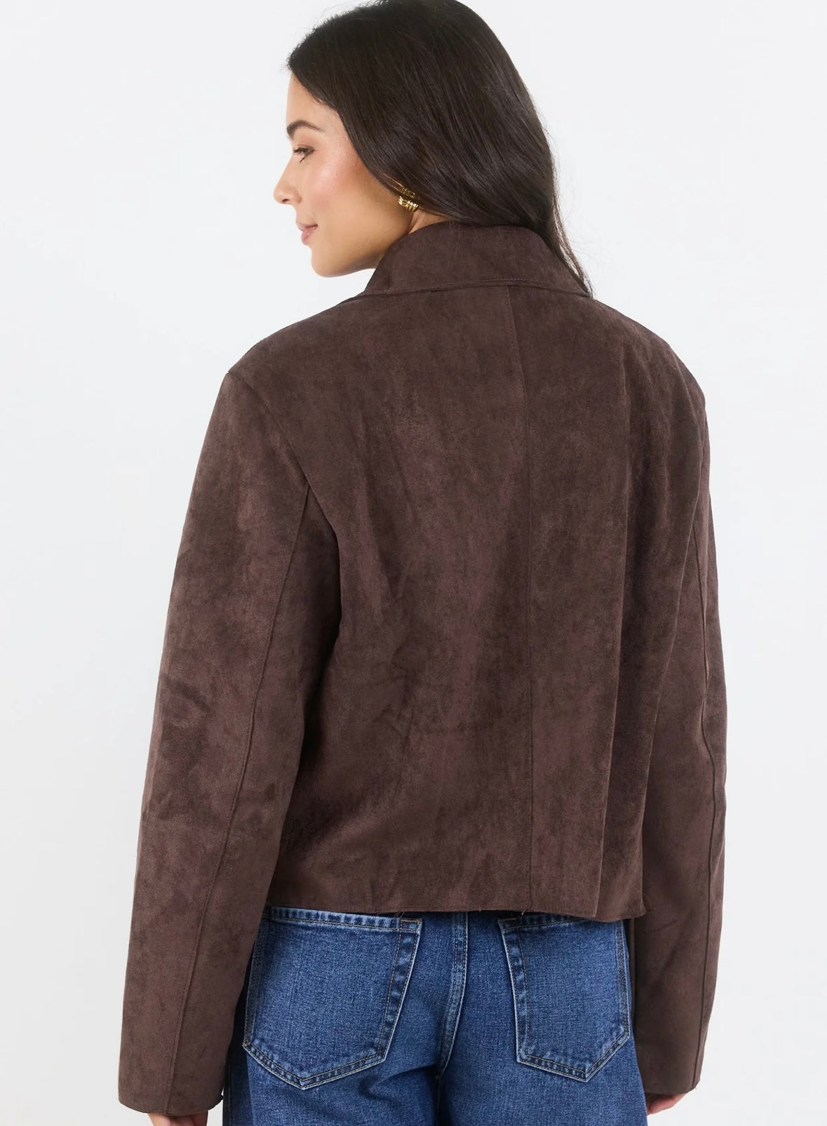 Among the Brave - Exhibit Faux Suede Cropped Jacket - chocolate