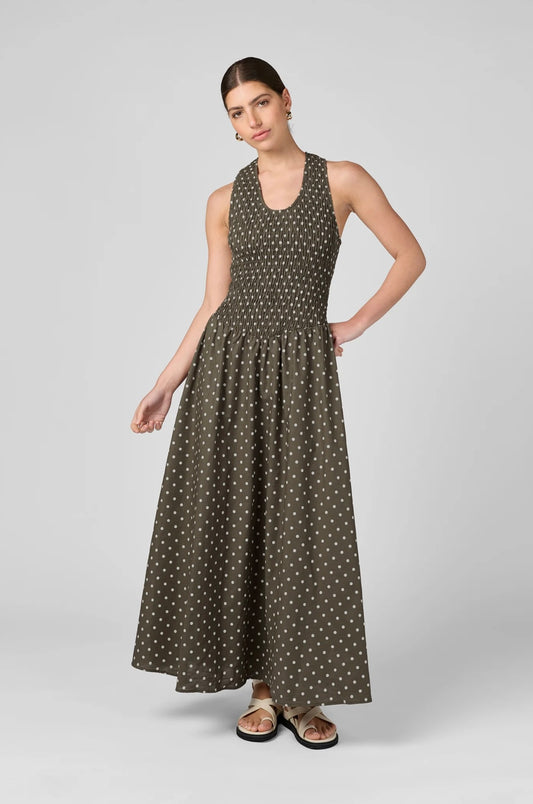 MVN Label Shirring  Top Polka Dot Maxi - chocolate