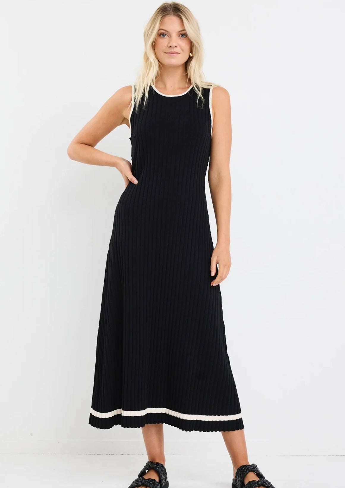 stories be told - Vanity Rib Sleeveless Knit Maxi Dress -