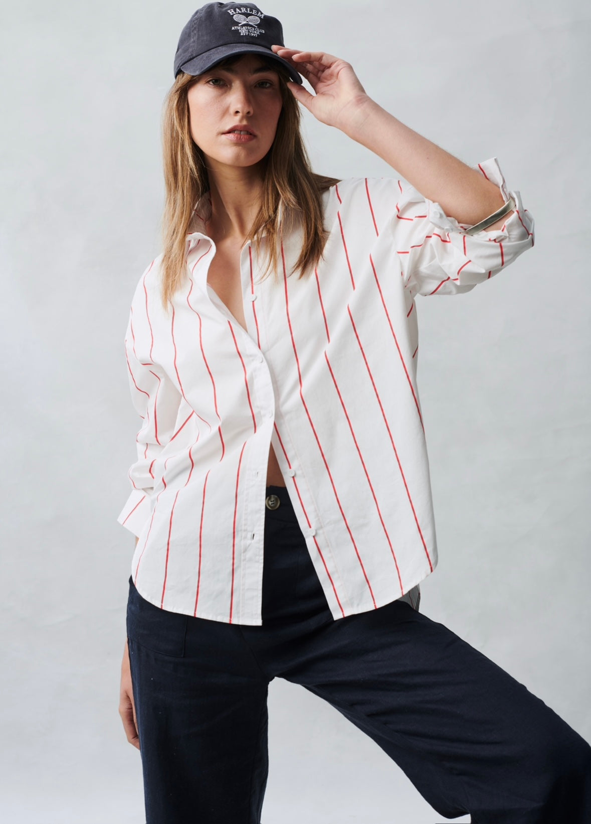 Little Lies Yuki Stripe Shirt - red and white