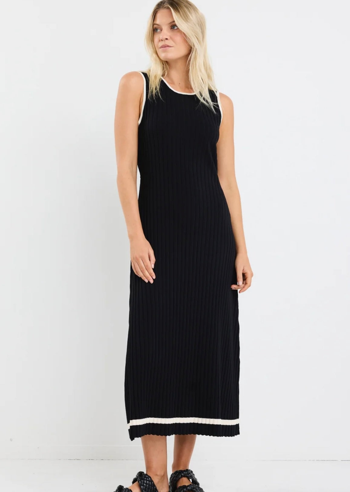 stories be told - Vanity Rib Sleeveless Knit Maxi Dress -