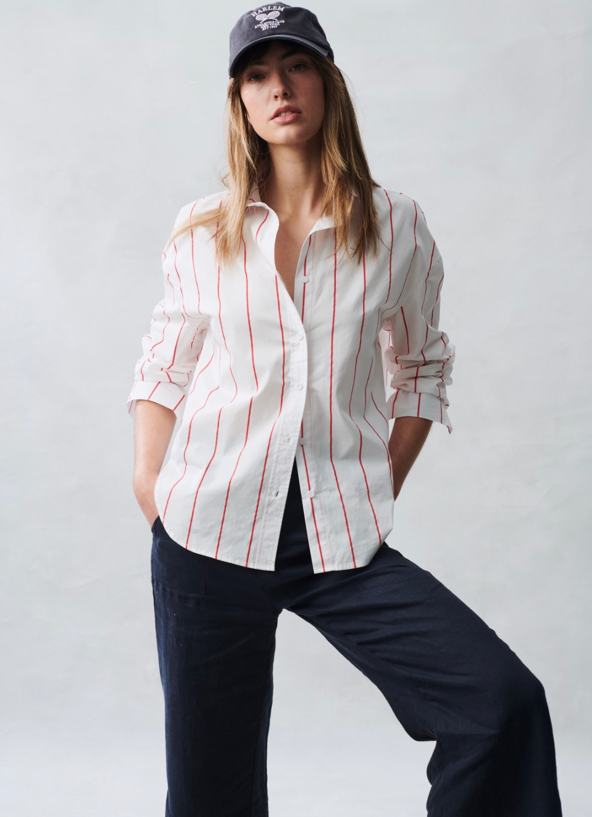 Little Lies Yuki Stripe Shirt - red and white