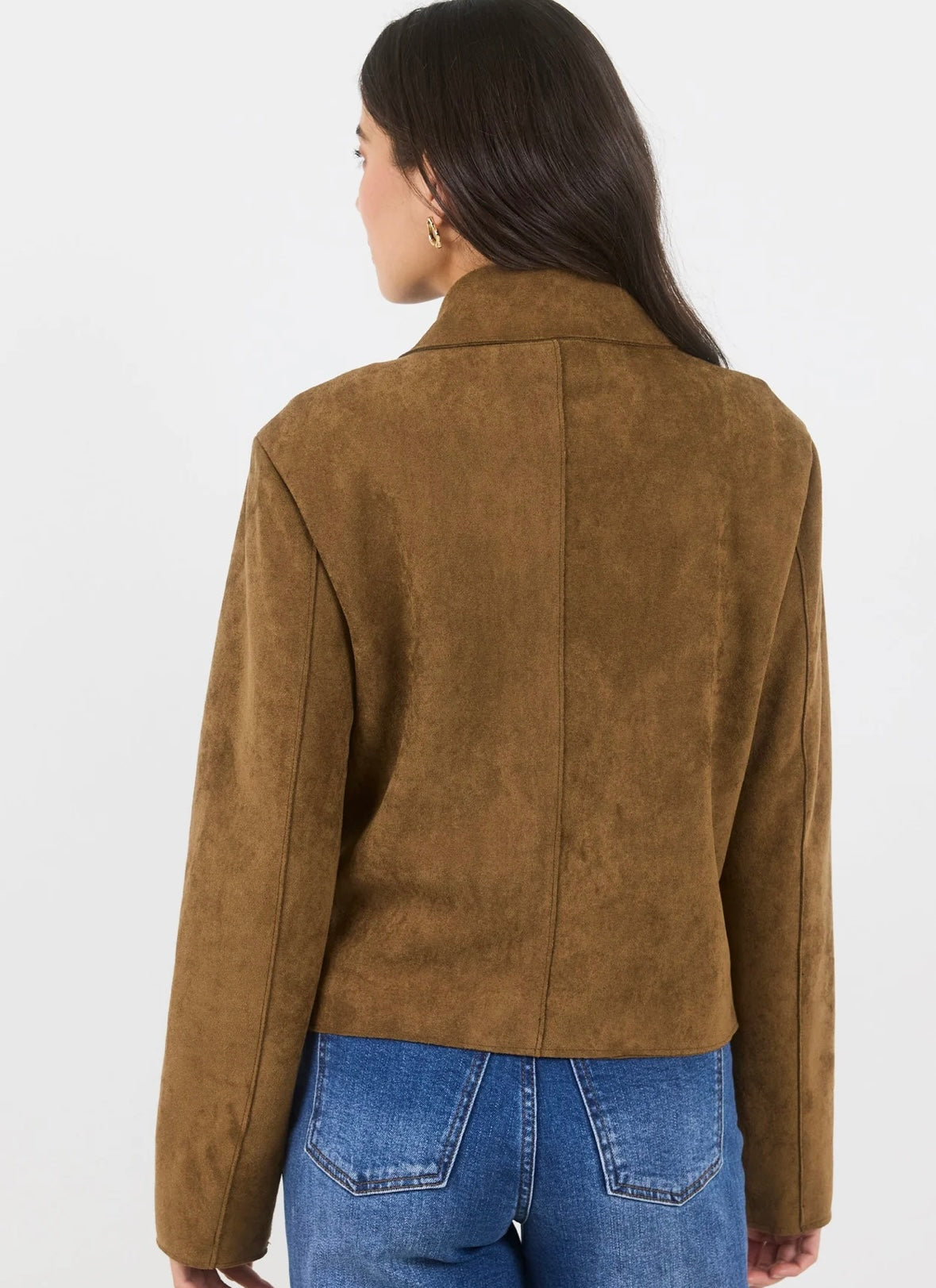 Among the Brave Exhibit Faux Suede Cropped Jacket - cinnamon
