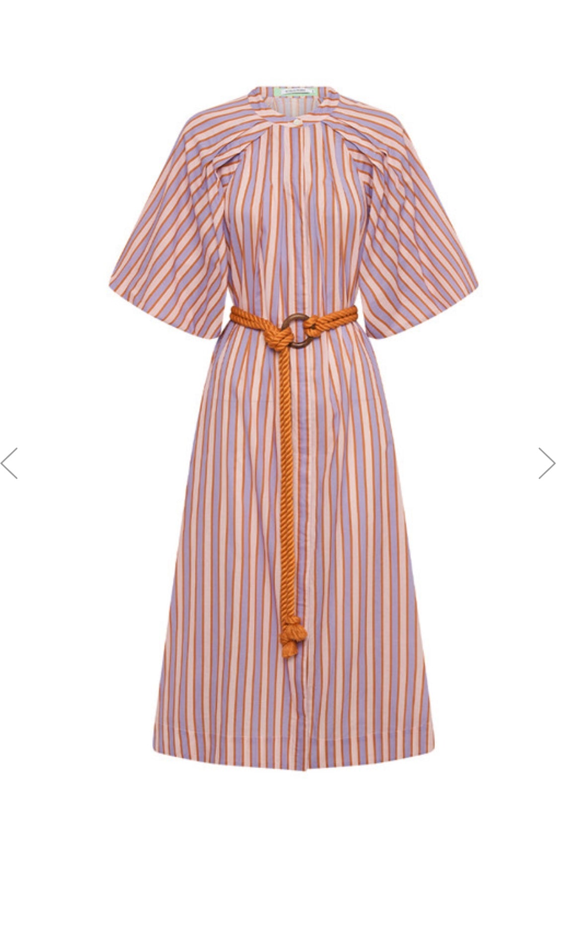 Bohemian Traders Candy Stripe Pleated Neck Midi Dress