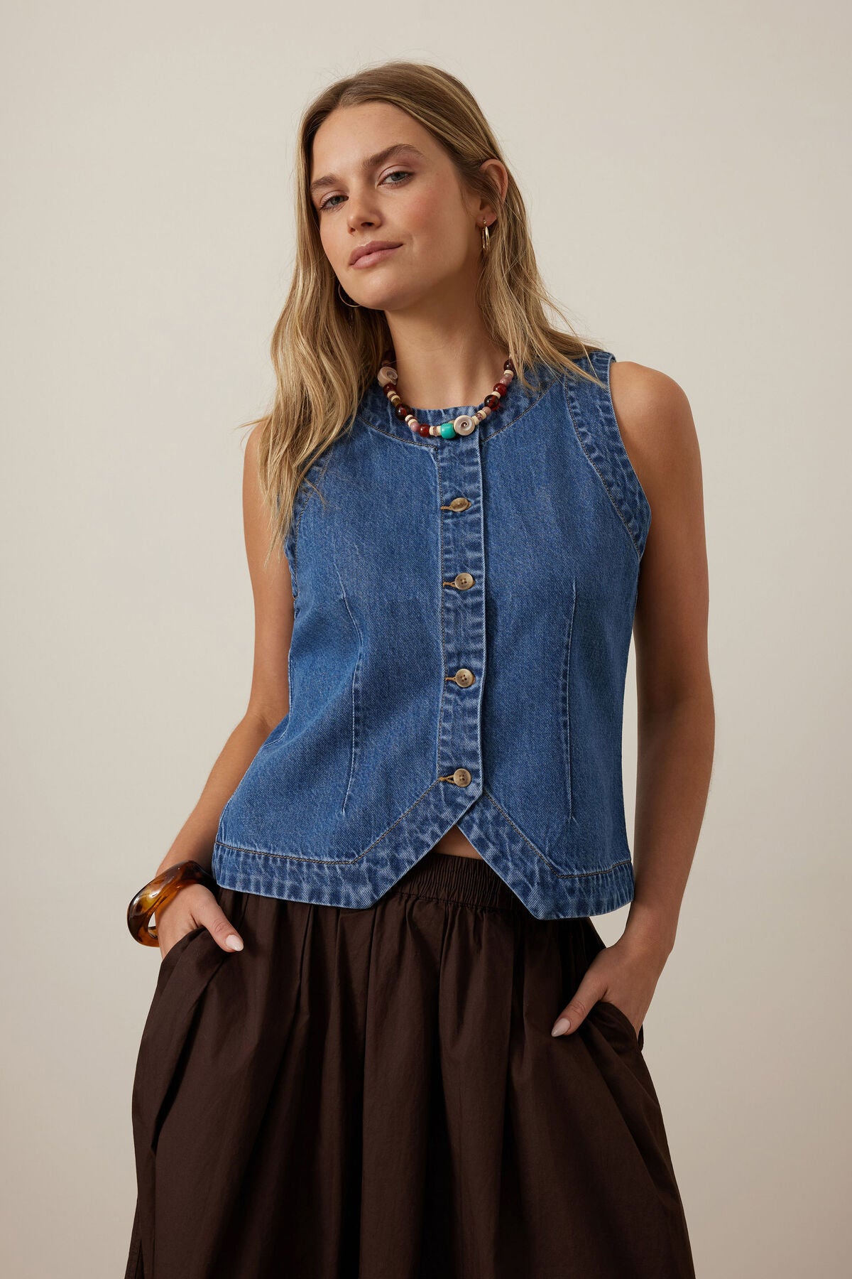 Ceres Summer Denim Vest - fresh indigo