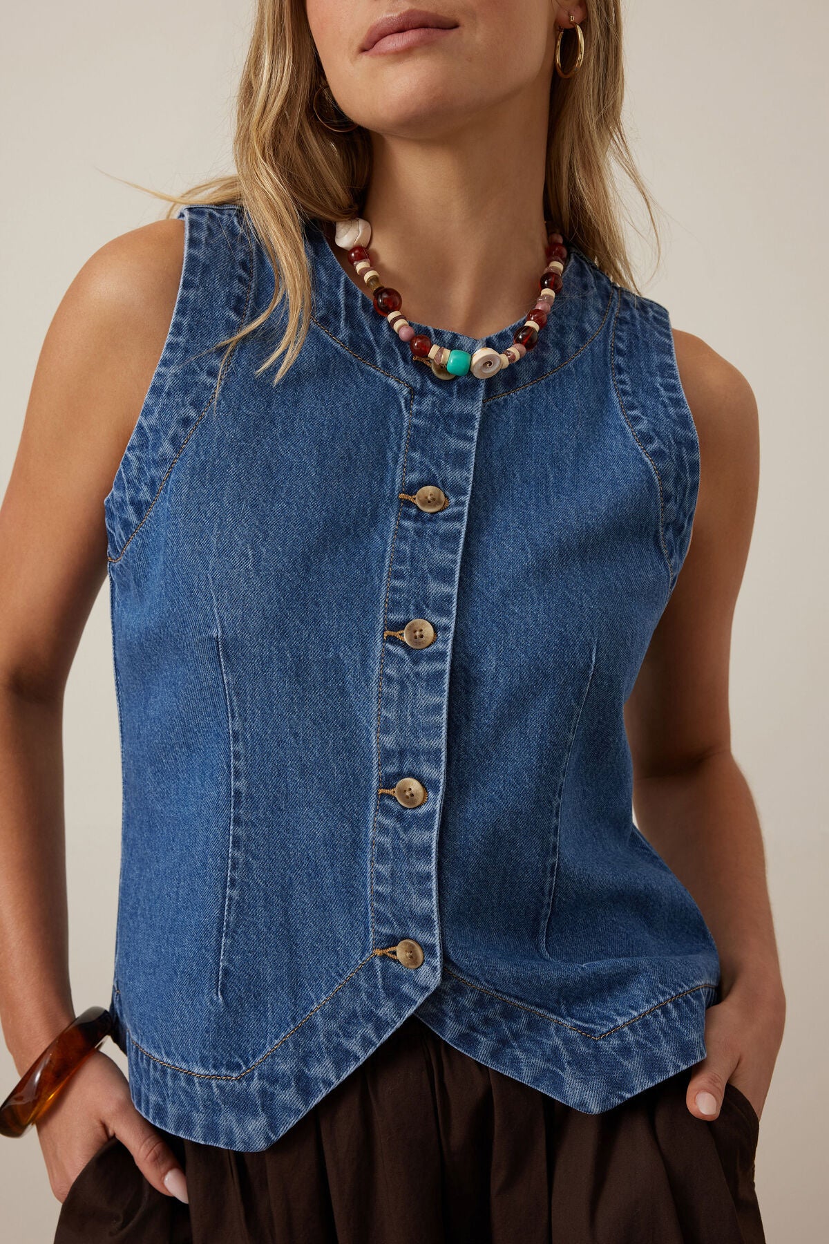 Ceres Summer Denim Vest - fresh indigo