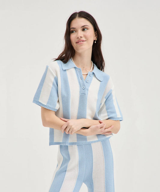 Holiday Shop Blue Striped Polo Knit