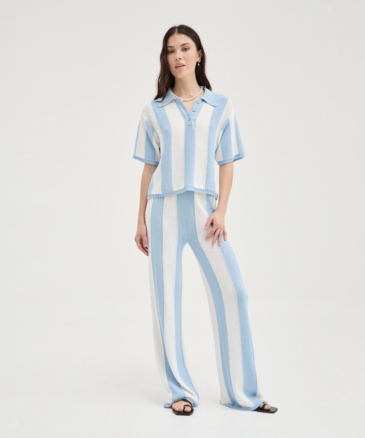 Holiday Shop Blue Striped Knit Pant