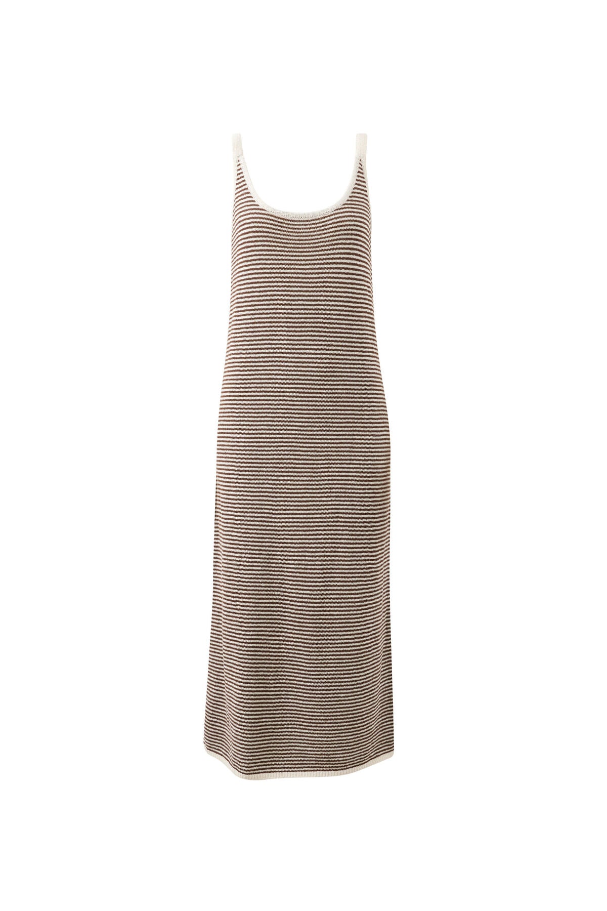 Ceres Fia Stripe Knit Midi Dress - chocolate ecru stripe